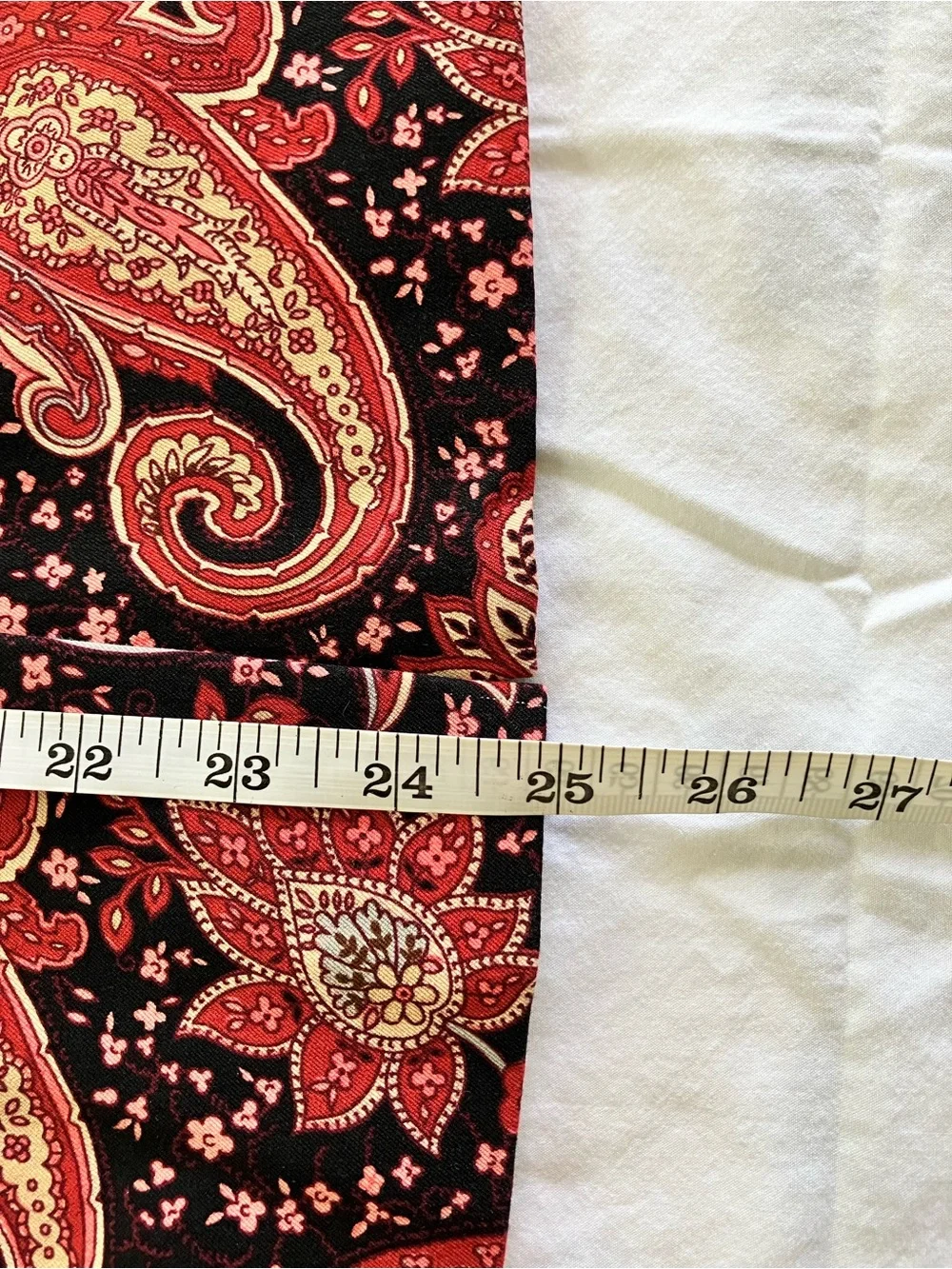Talbots Petite 6P Paisley Pencil Skirt Red Black Cotton Rayon Lined Stretch